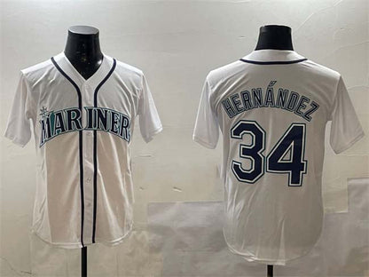 Seattle Mariners #34 Felix Hernandez White Cool Base Stitched Baseball Jersey