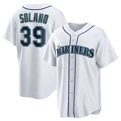 Seattle Mariners #39 Donovan Solano Home Replica Jersey - White Stitched Baseball Jersey - Main View