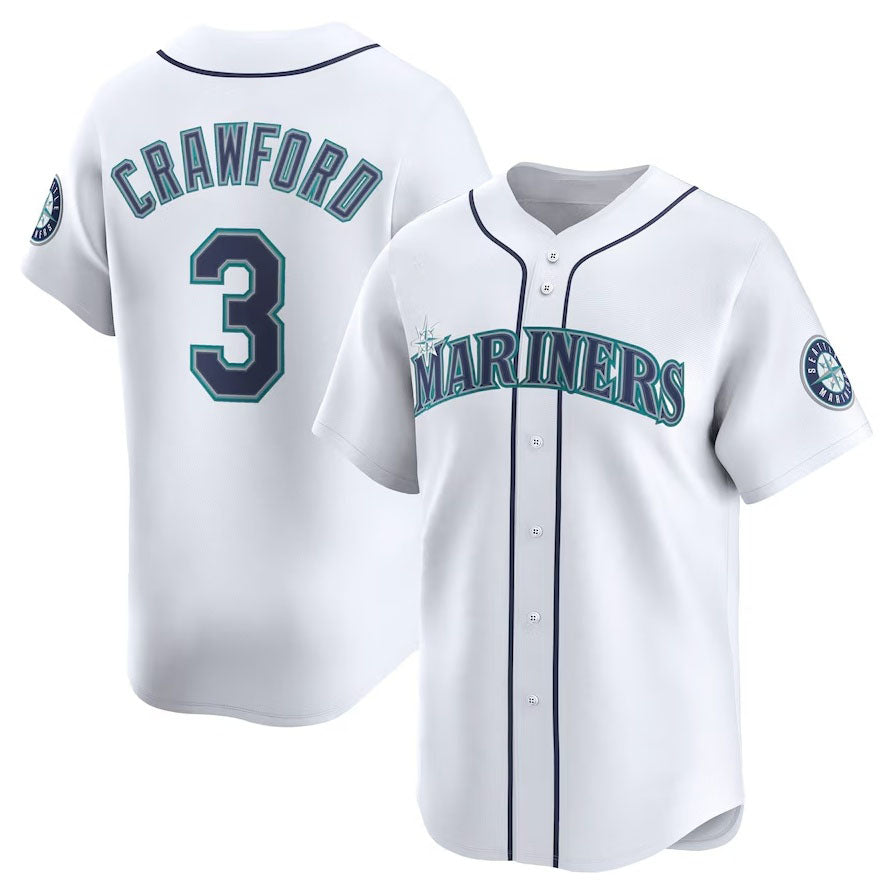 Seattle Mariners #3 J.P. Crawford Home Limited Player Jersey - White Stitched Baseball Jersey - Main View