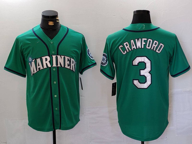 Seattle Mariners #3 JP Crawford Teal Green Stitched Cool Base Baseball Jerseys - Main View
