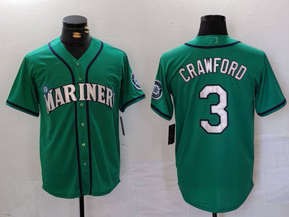 Seattle Mariners #3 JP Crawford Teal Green Stitched Cool Base Baseball Jerseys - Main View