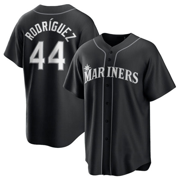 Seattle Mariners #44 Julio Rodríguez Black Lights Out Limited Stitched Baseball Jersey - Main View