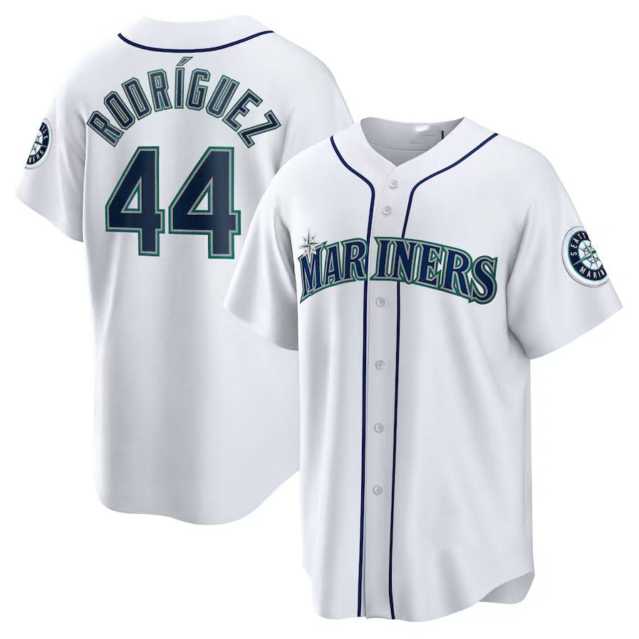Seattle Mariners #44 Julio Rodríguez Home Replica Jersey - White Stitched Baseball Jersey - Main View