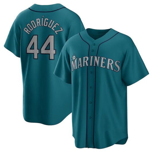 Seattle Mariners #44 Julio Rodriguez Official Replica Player Jersey - Aqua Stitched Baseball Jersey - Main View