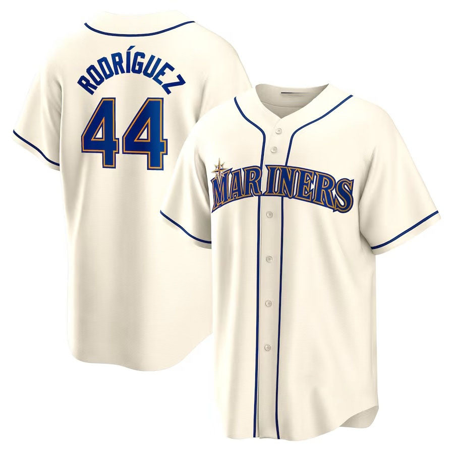 Seattle Mariners #44 Julio Rodriguez Official Replica Player Jersey - Cream Stitched Baseball Jersey - Main View