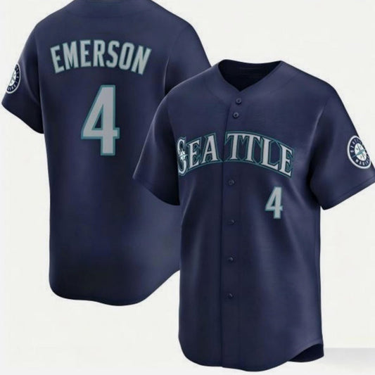 Seattle Mariners #4 Colt Emerson Navy Cool Base Stitched Baseball Jersey - Main View