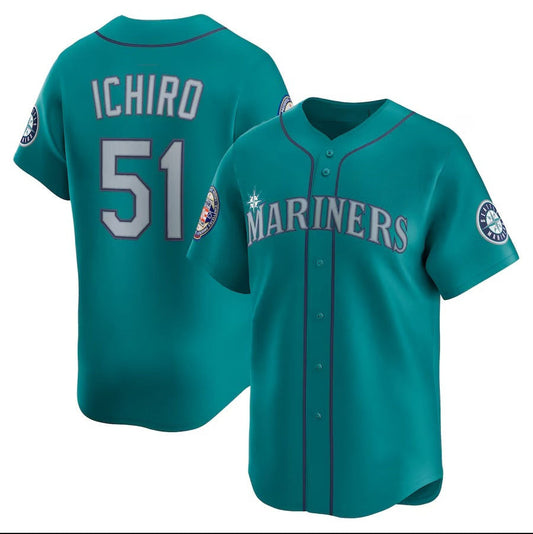 Seattle Mariners #51 Ichiro Suzuki 2025 National Baseball Hall of Fame Alternate Limited Player Jersey - Aqua Stitched Baseball Jersey - Main View