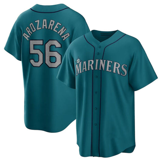 Seattle Mariners #56 Randy Arozarena Alternate Replica Player Jersey - Aqua Stitched Baseball Jersey - Main View