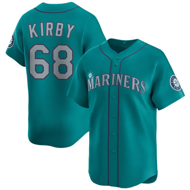 Seattle Mariners #68 George Kirby Aqua Limited Stitched Baseball Jersey - Main View