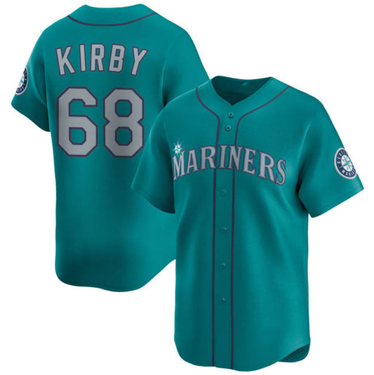 Seattle Mariners #68 George Kirby Aqua Limited Stitched Baseball Jersey - Main View