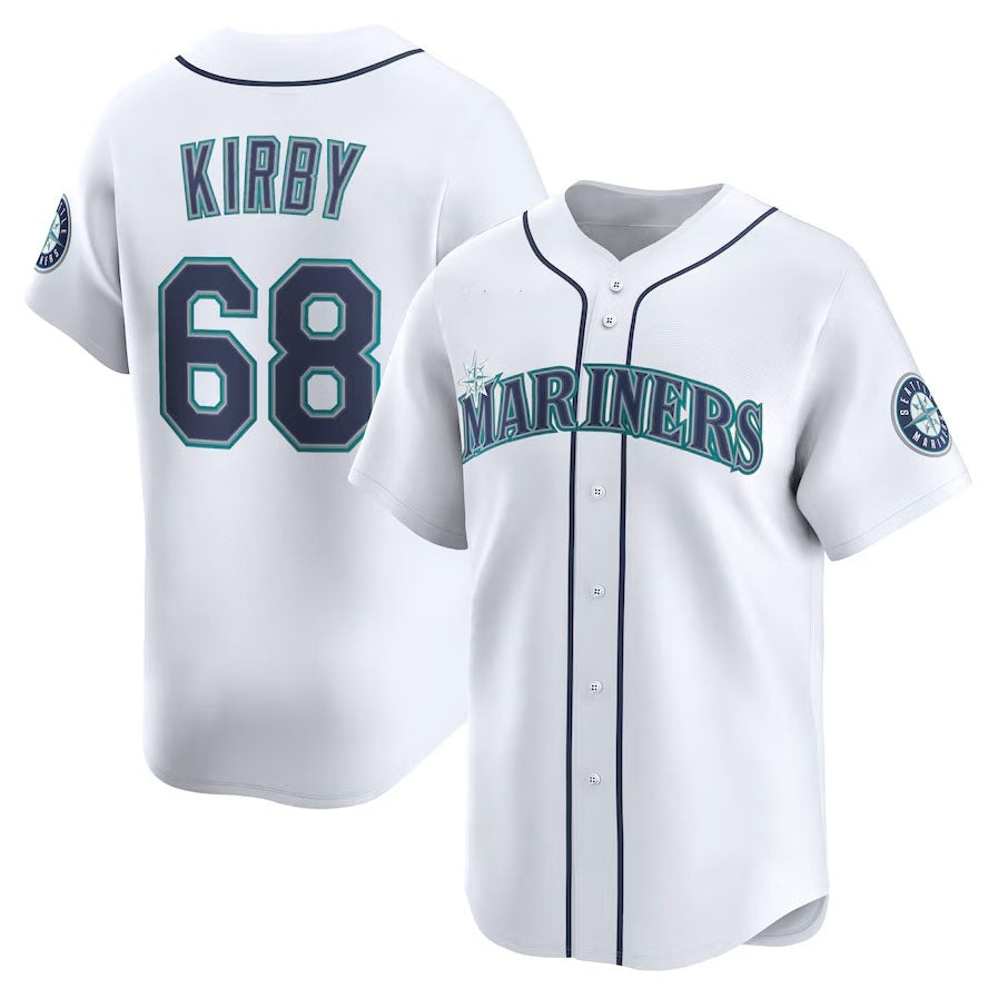 Seattle Mariners #68 George Kirby Home Limited Player Jersey - White Stitched Baseball Jersey - Main View