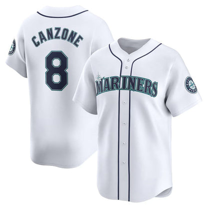 Seattle Mariners #8 Dominic Canzone Home Limited Player Jersey - White Stitched Baseball Jersey - Main View