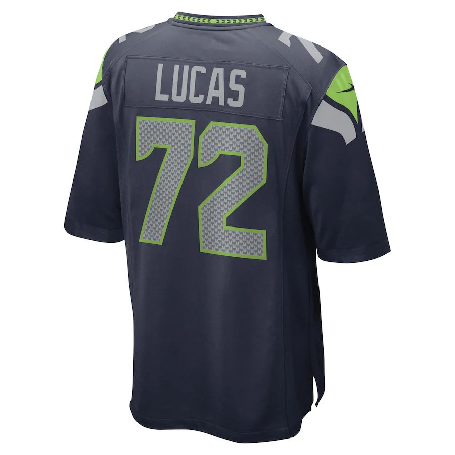 S.Seahawks #72 Abraham Lucas College Navy Game Player Jersey Stitched American Football Jerseys - Main View