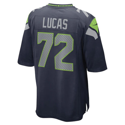 S.Seahawks #72 Abraham Lucas College Navy Game Player Jersey Stitched American Football Jerseys - Main View