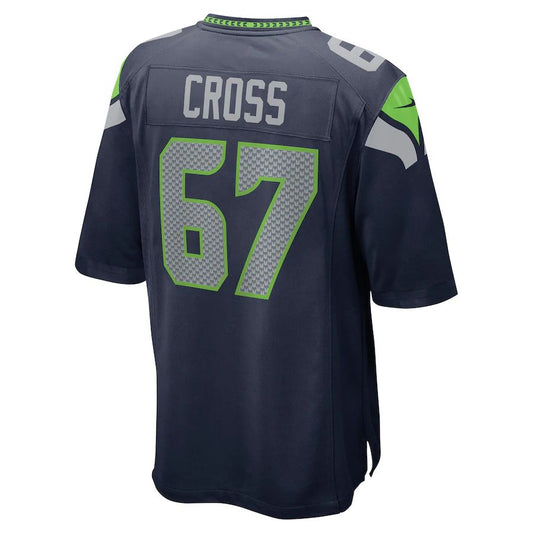 S.Seahawks #67 Charles Cross College Navy 2022 Draft First Round Pick Game Jersey Stitched American Football Jerseys - Main View
