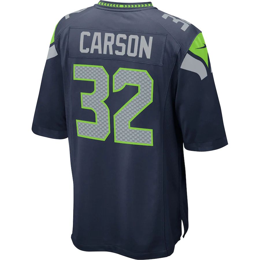 S.Seahawks #32 Chris Carson Navy Game Player Jersey Stitched American Football Jerseys - Main View