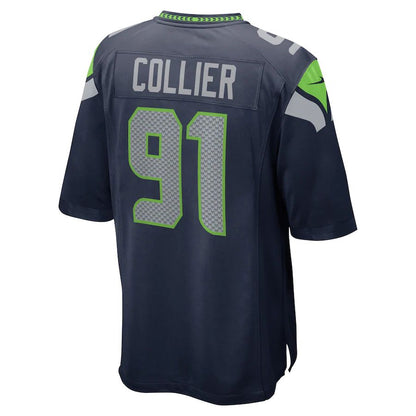 S.Seahawks #91 L.J. Collier College Navy Game Jersey Stitched American Football Jerseys - Main View