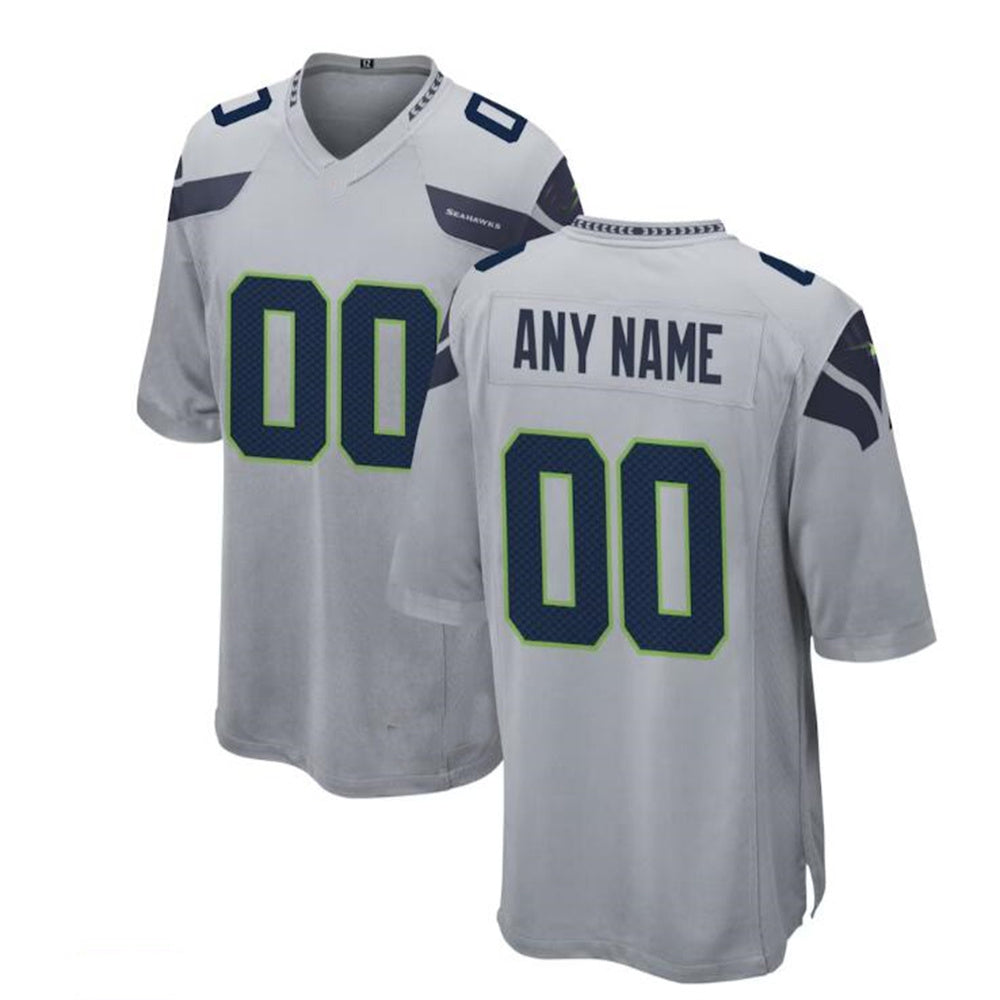 Custom S.Seahawks Gray Alternate Custom Game Jersey Stitched Football Jerseys - Main View