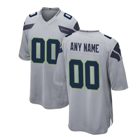 Custom S.Seahawks Gray Alternate Custom Game Jersey Stitched Football Jerseys - Main View
