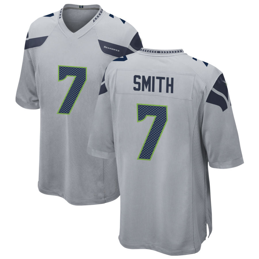 NY.Jets #7 Geno Smith  Gray Game Custom Jersey Stitched American Football Jerseys - Main View