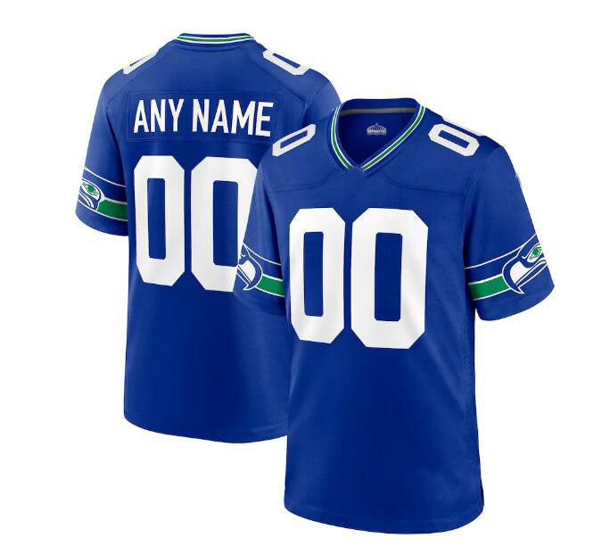Custom S.Seahawks  Throwback Jersey - Royal American Jerseys Stitched Football Jerseys - Main View