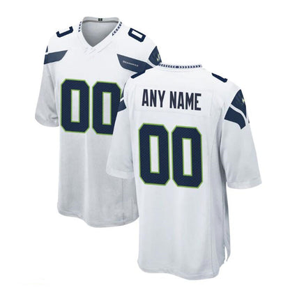 Custom S.Seahawks White Game Jersey Stitched Football Jerseys - Main View