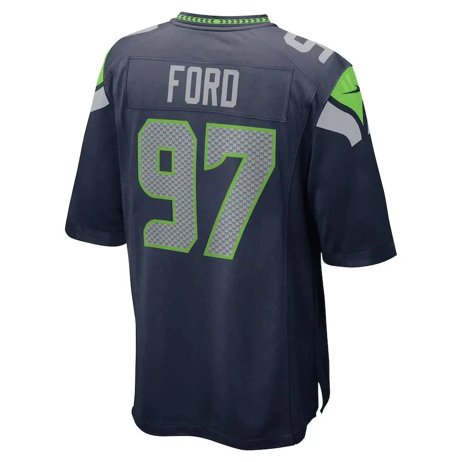S.Seahawks #97 Poona Ford College Navy Game Jersey Stitched American Football Jerseys - Main View