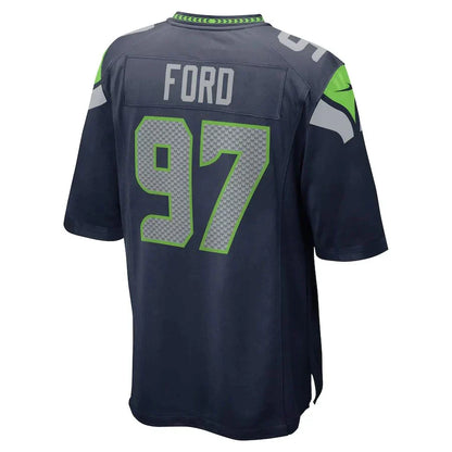 S.Seahawks #97 Poona Ford College Navy Game Jersey Stitched American Football Jerseys - Main View