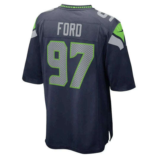 S.Seahawks #97 Poona Ford College Navy Game Jersey Stitched American Football Jerseys - Main View