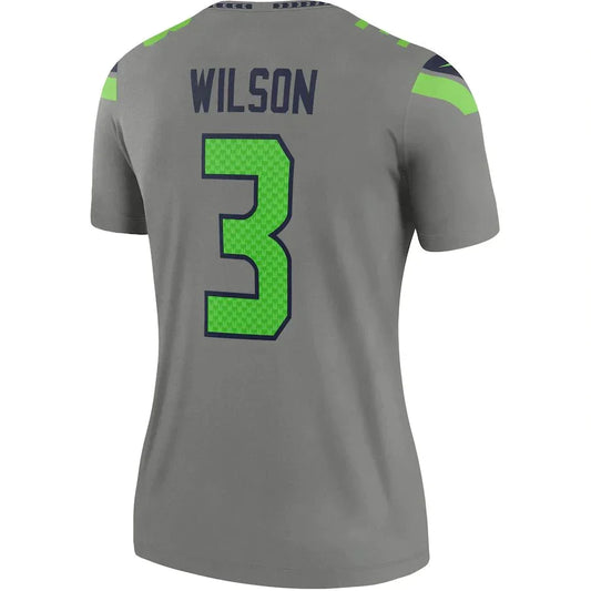 S.Seahawks #3 Russell Wilson Gray Inverted Legend Jersey Stitched American Football Jerseys - Main View