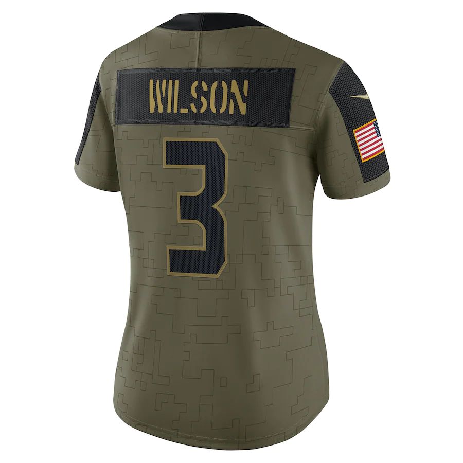 S.Seahawks #3 Russell Wilson Olive 2021 Salute To Service Limited Player Jersey Stitched American Football Jerseys - Main View