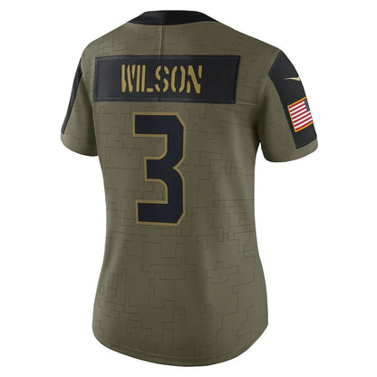 S.Seahawks #3 Russell Wilson Olive 2021 Salute To Service Limited Player Jersey Stitched American Football Jerseys - Main View