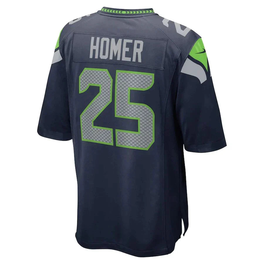 S.Seahawks #25 Travis Homer College Navy Game Jersey Stitched American Football Jerseys - Main View