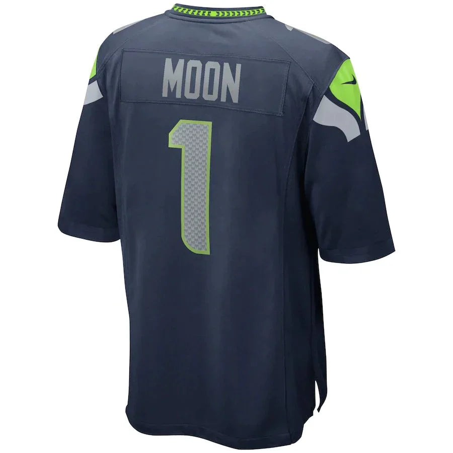 S.Seahawks #1 Warren Moon College Navy Game Retired Player Jersey Stitched American Football Jerseys - Main View
