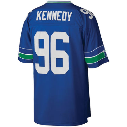 S.Seahawks #96 Cortez Kennedy Mitchell & Ness Legacy Replica Jersey - Royal Stitched American Football Jerseys - Main View