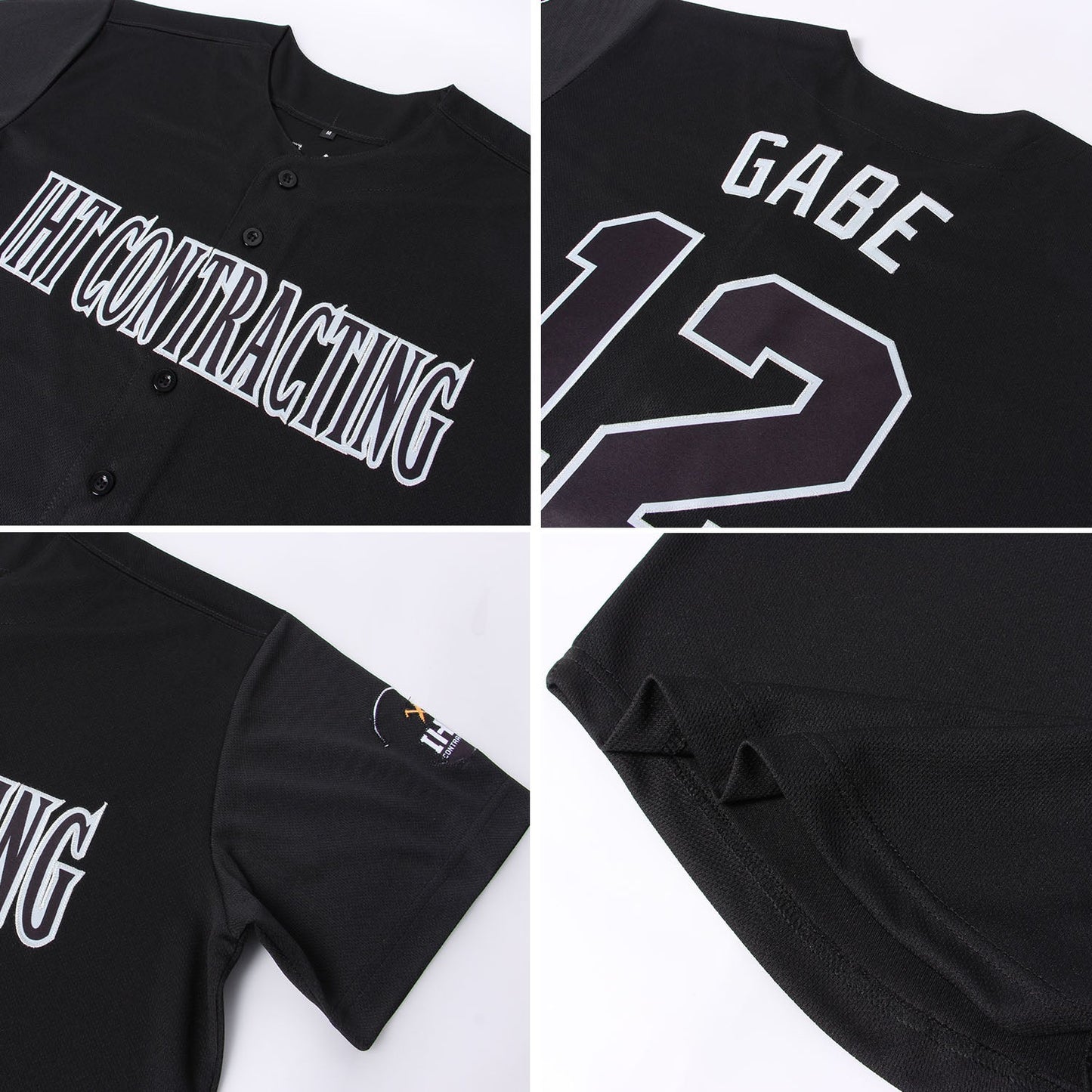 Custom Black Gray Baseball Jersey view 6