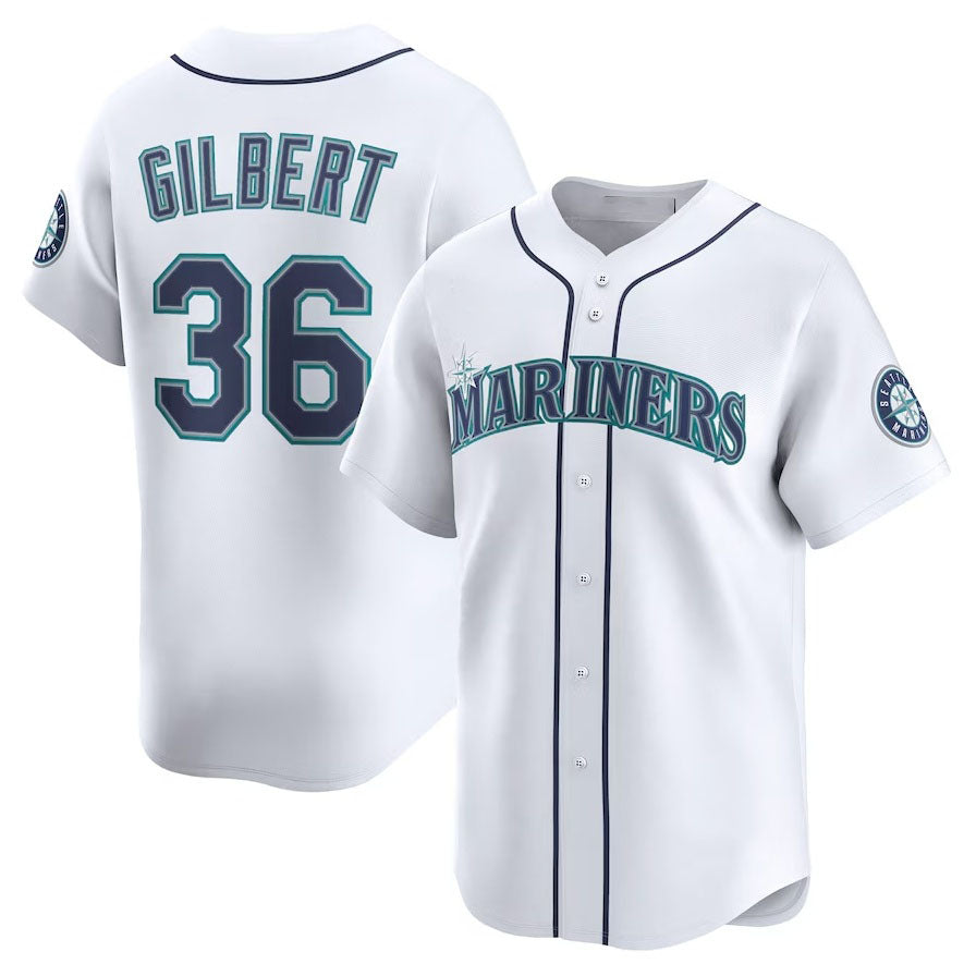 Seattle Mariners #36 Logan Gilbert Home Limited Player Jersey - White Stitched Baseball Jersey - Main View