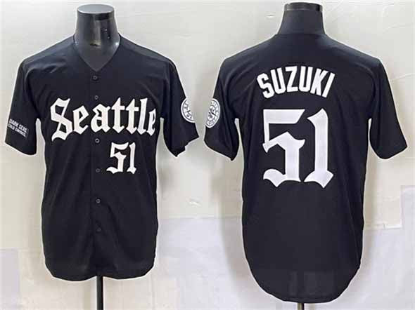 Seattle Mariners #51 Ichiro Suzuki Black 'Deep Sea Gothic Edition' Vapor Premier Limited Stitched Baseball Jersey - Main View