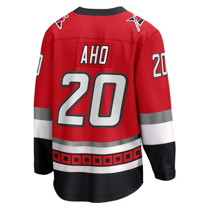 C.Hurricanes #20 Sebastian Aho Fanatics Branded 25th Anniversary Premier Breakaway Player Jersey Red Stitched American Hockey Jerseys - Main View