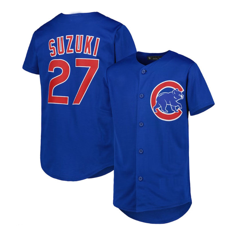 Chicago Cubs #27 Seiya Suzuki Alternate Replica Player Jersey - Royal Baseball Jerseys - Main View