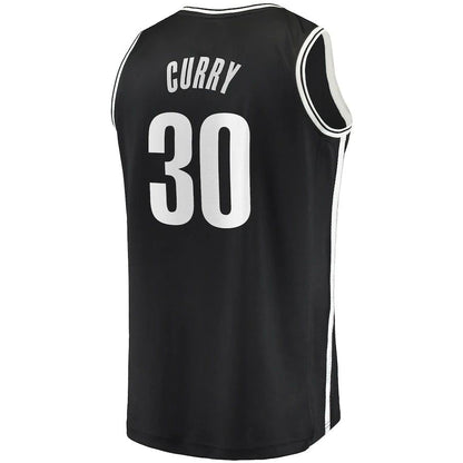 B.Nets #30 Seth Curry Fanatics Branded 2022-23 Fast Break Replica Jersey Black Icon Edition Stitched American Basketball Jersey - Main View