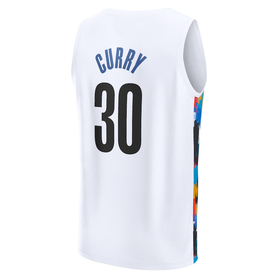 B.Nets #30 Seth Curry Fanatics Branded 2022-23 Fastbreak Jersey City Edition White Stitched American Basketball Jersey - Main View