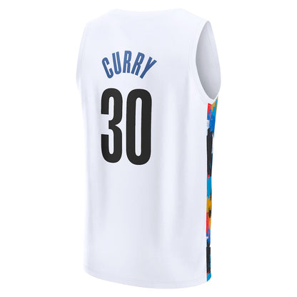 B.Nets #30 Seth Curry Fanatics Branded 2022-23 Fastbreak Jersey City Edition White Stitched American Basketball Jersey - Main View