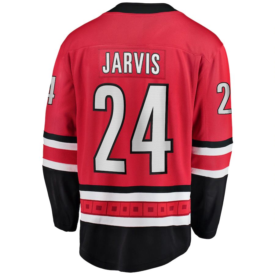C.Hurricanes #24 Seth Jarvis Fanatics Branded Home Breakaway Player Jersey Red Stitched American Hockey Jerseys - Main View