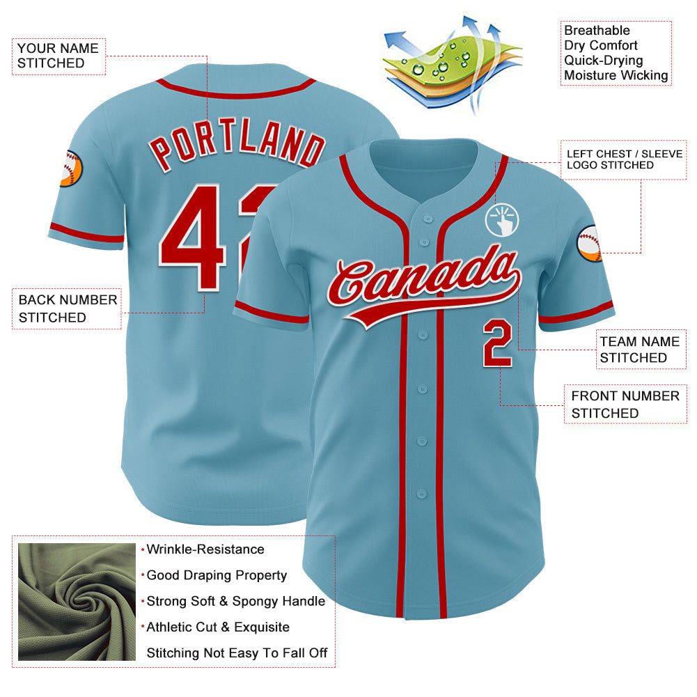 Custom Shadow Blue Red-White Authentic Baseball Jersey view 3
