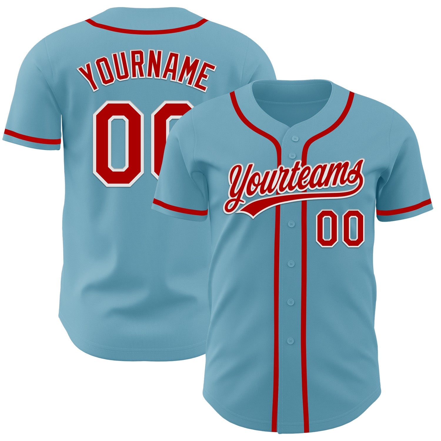 Custom Shadow Blue Red-White Authentic Baseball Jersey - Main View