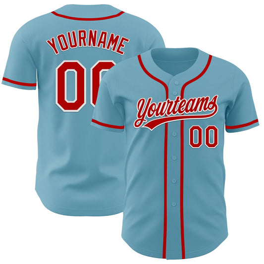 Custom Shadow Blue Red-White Authentic Baseball Jersey - Main View