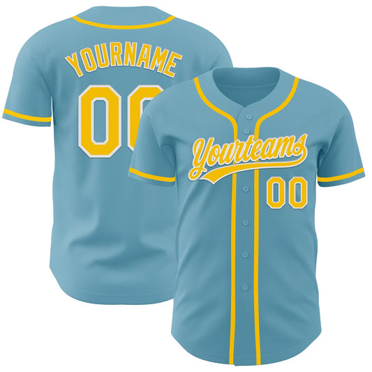 Custom Shadow Blue Yellow-White Authentic Baseball Jersey - Main View