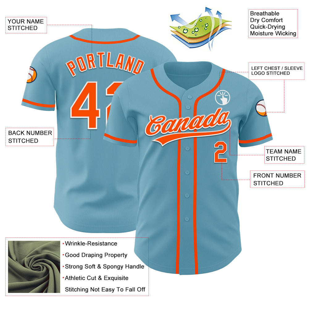 Custom Shadow Blue Orange-White Authentic Baseball Jersey view 3