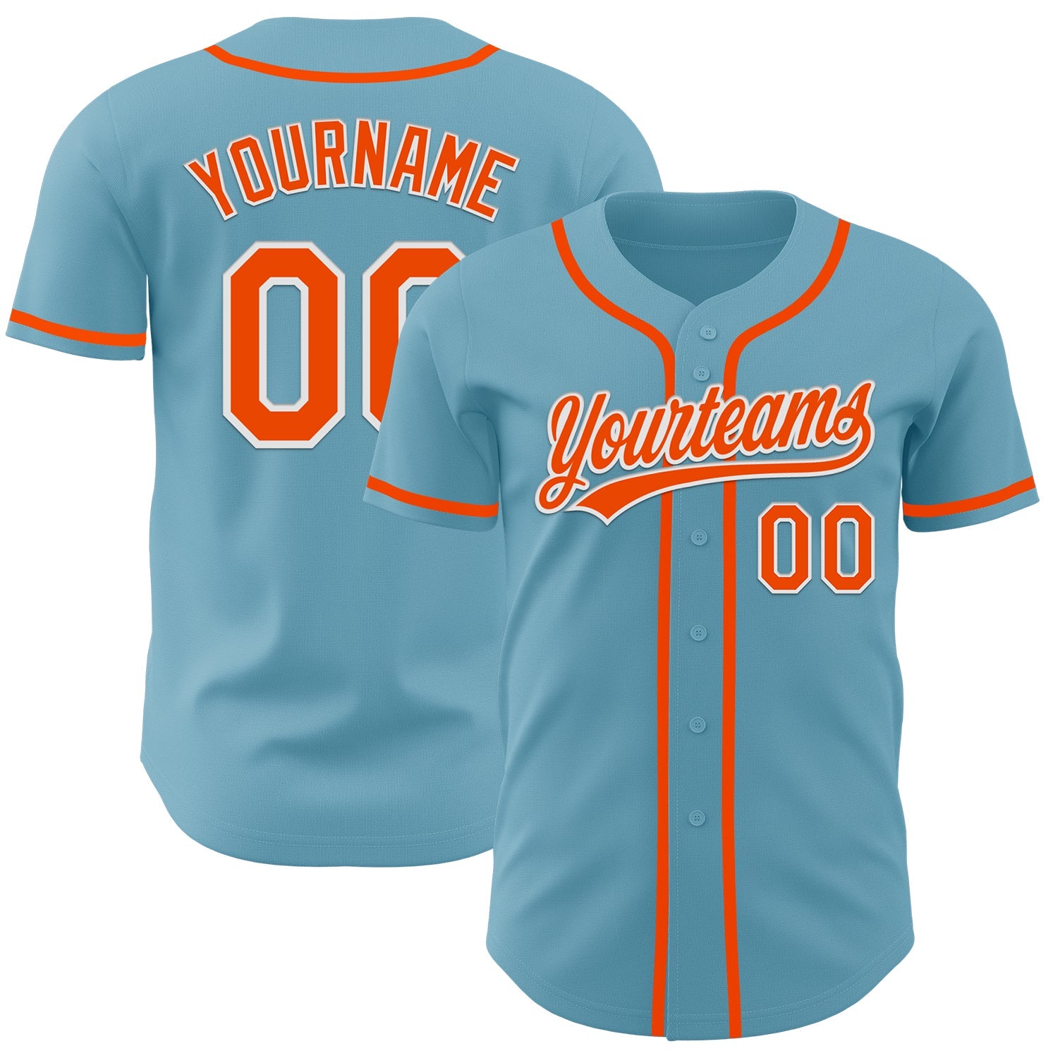 Custom Shadow Blue Orange-White Authentic Baseball Jersey - Main View